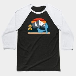 Hiking with dog - Mountains and Sunset Baseball T-Shirt